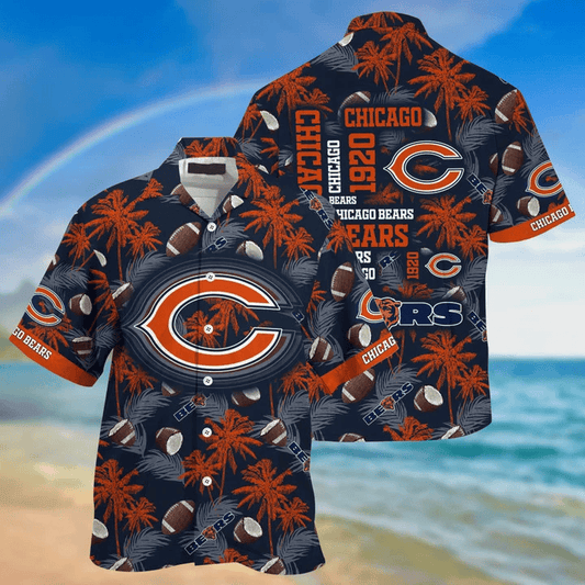 Chicago Bears Palm Football Paradise Hawaiian Shirt - Welcome to 2 Aloha