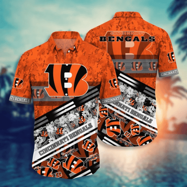 Cincinnati Bengals Floral Waves Hawaiian Shirt - Welcome to 2 Aloha