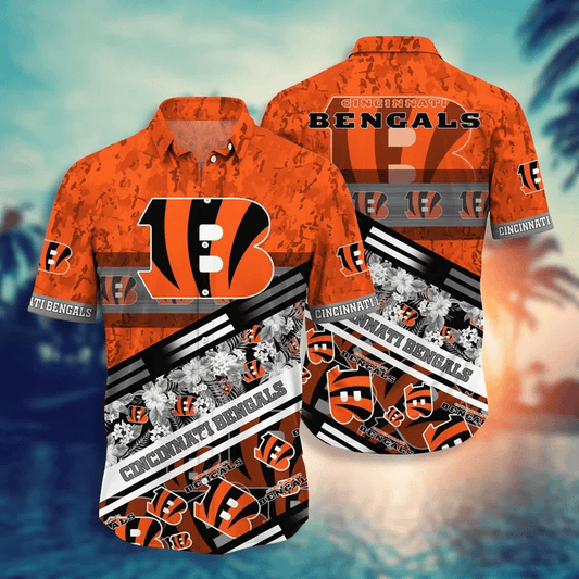 Cincinnati Bengals Floral Waves Hawaiian Shirt - Welcome to 2 Aloha