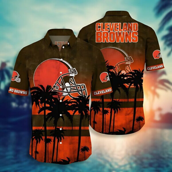 Cleveland Browns Sunset Palm Hawaiian Shirt - Welcome to 2 Aloha