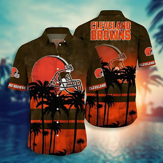 Cleveland Browns Sunset Palm Hawaiian Shirt - Welcome to 2 Aloha