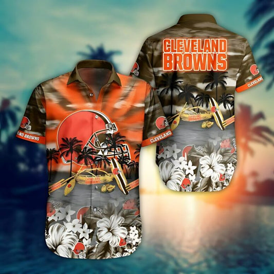 Cleveland Browns Beach Sunset Hawaiian Shirt - Welcome to 2 Aloha