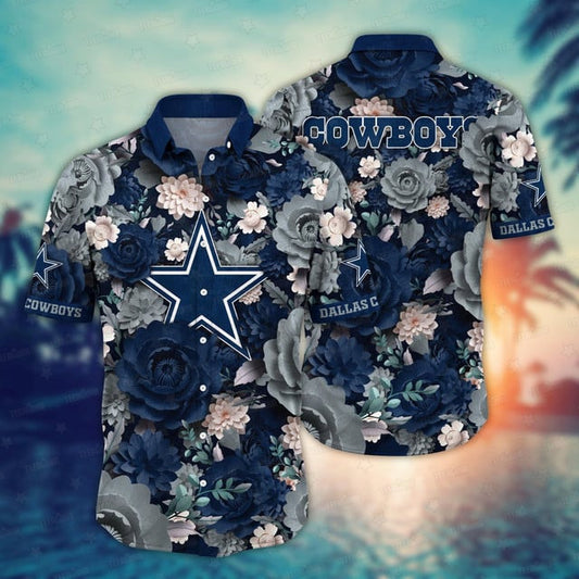 Dallas Cowboys Monochrome Blooms Hawaiian Shirt - Welcome to 2 Aloha
