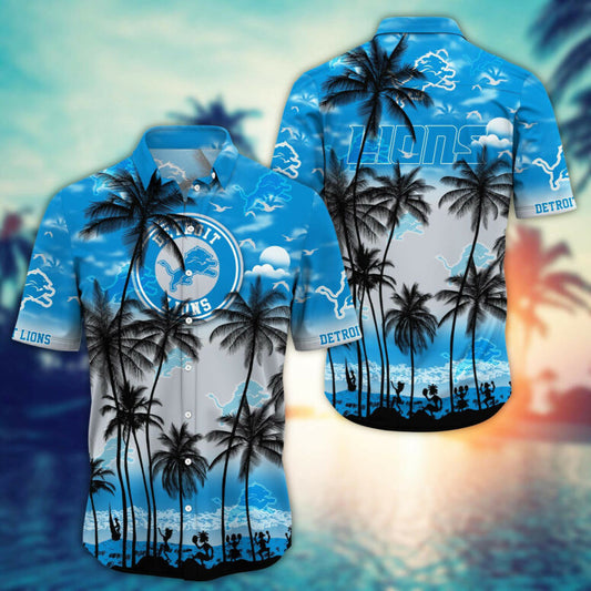 Detroit Lions Skyline Palms Hawaiian Shirt - Welcome to 2 Aloha