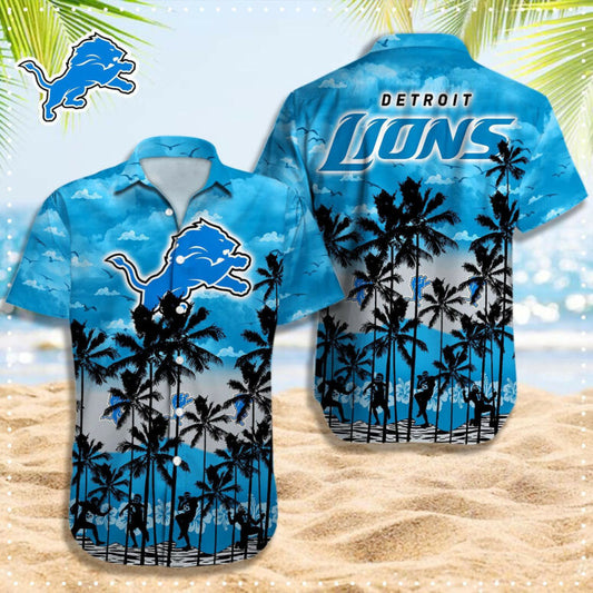 Detroit Lions Island Palms Hawaiian Shirt - Welcome to 2 Aloha