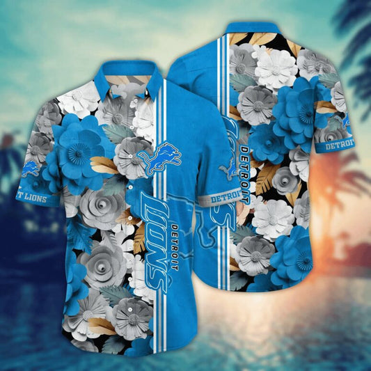 Detroit Lions Floral Stripes Aloha Shirt - Welcome to 2 Aloha
