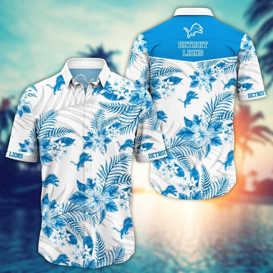 Detroit Lions White Tropics Hawaiian Shirt - Welcome to 2 Aloha