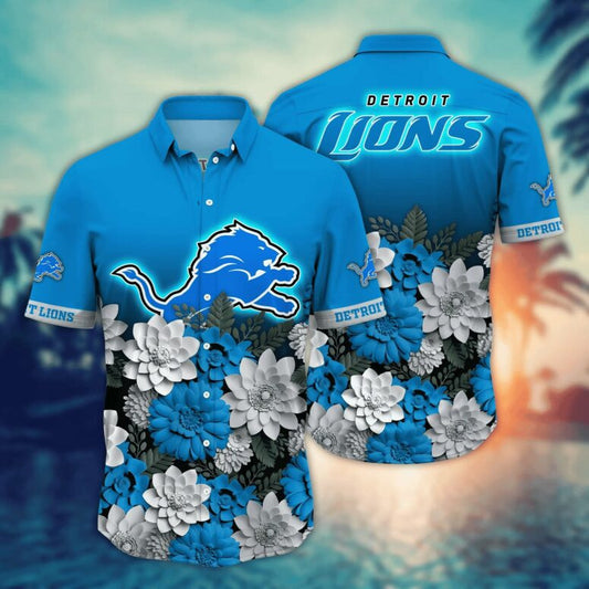 Detroit Lions Floral Fade Hawaiian Shirt - Welcome to 2 Aloha