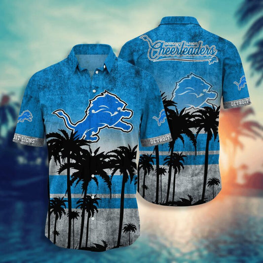 Detroit Lions Palm Horizon Hawaiian Shirt - Welcome to 2 Aloha