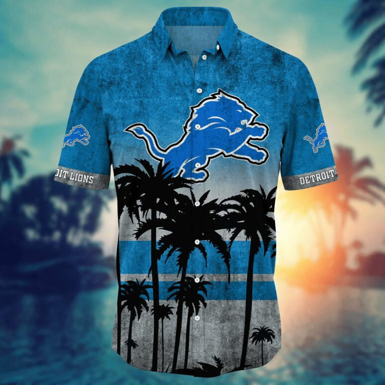 Detroit Lions Palm Horizon Hawaiian Shirt - Welcome to 2 Aloha