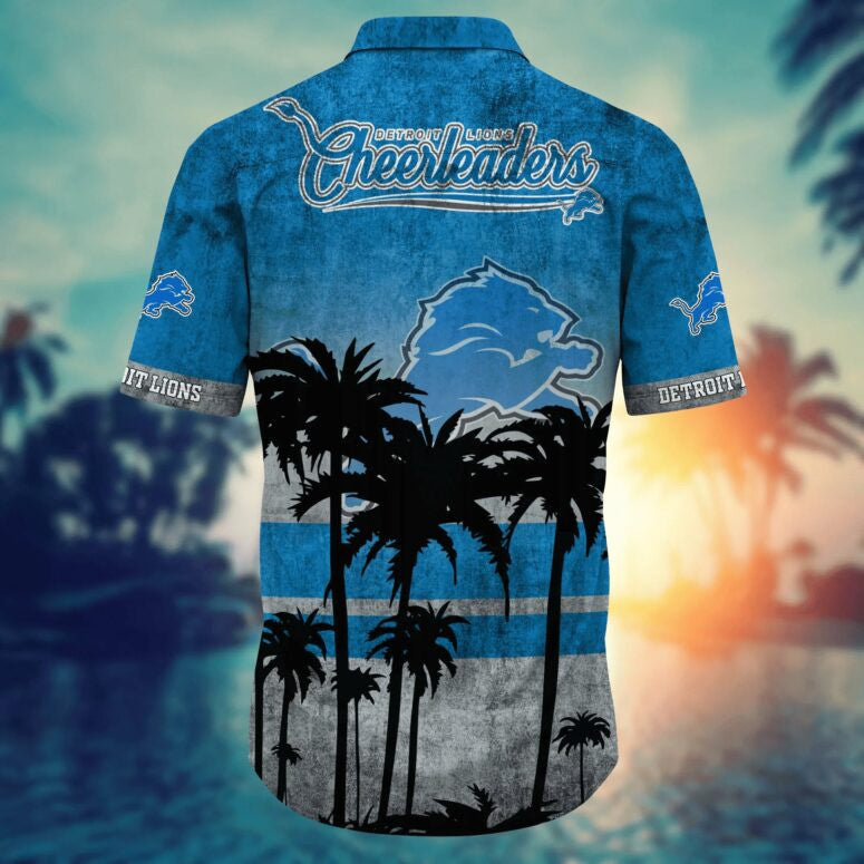 Detroit Lions Palm Horizon Hawaiian Shirt - Welcome to 2 Aloha