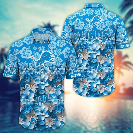 Detroit Lions Floral Blitz Hawaiian Shirt - Welcome to 2 Aloha