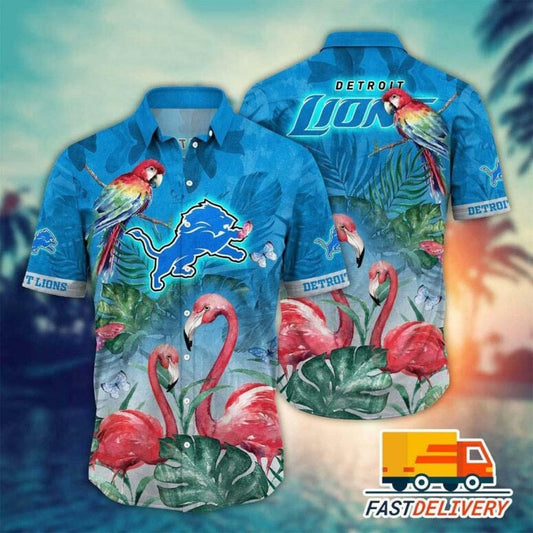 Detroit Lions Tropical Flamingo Hawaiian Shirt - Welcome to 2 Aloha