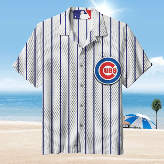 Chicago Cubs Pinstripe Classic Hawaiian Shirt - Welcome to 2 Aloha