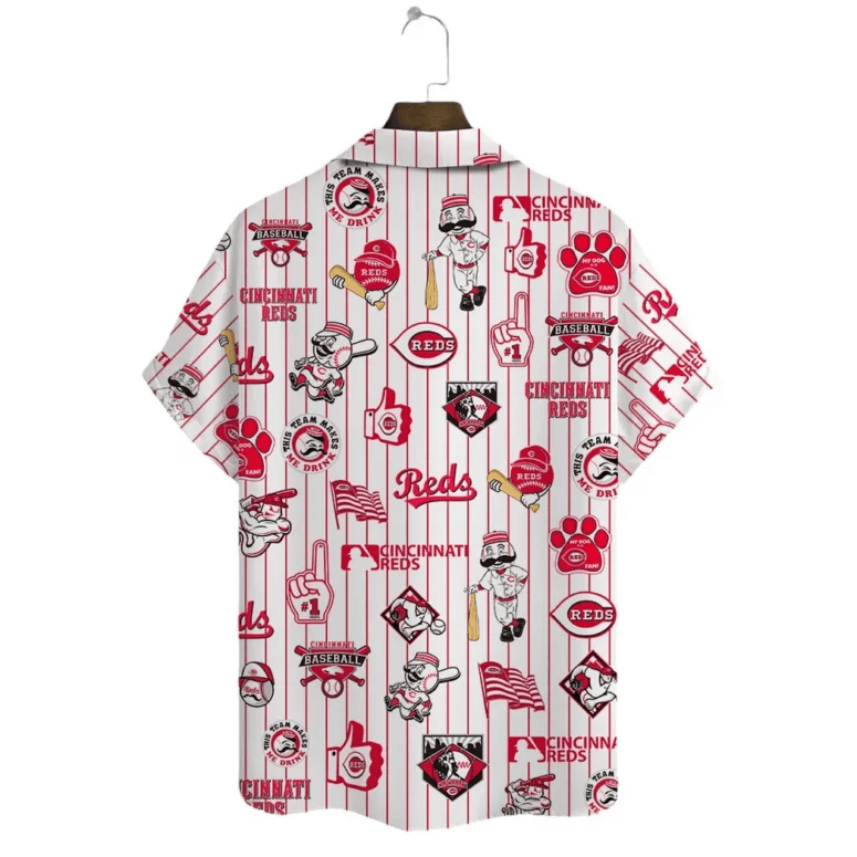 Cincinnati Reds Pinstripe Fun Hawaiian Shirt - Welcome to 2 Aloha