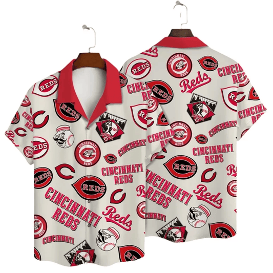 Cincinnati Reds Retro Logos Hawaiian Shirt - Welcome to 2 Aloha