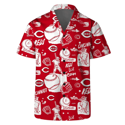 Cincinnati Reds Baseball Sketch Hawaiian Shirt - Welcome to 2 Aloha