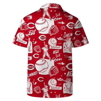 Cincinnati Reds Baseball Sketch Hawaiian Shirt - Welcome to 2 Aloha