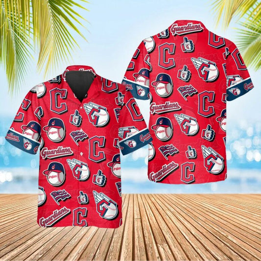 Cleveland Guardians Logo Mania Hawaiian Shirt - Welcome to 2 Aloha