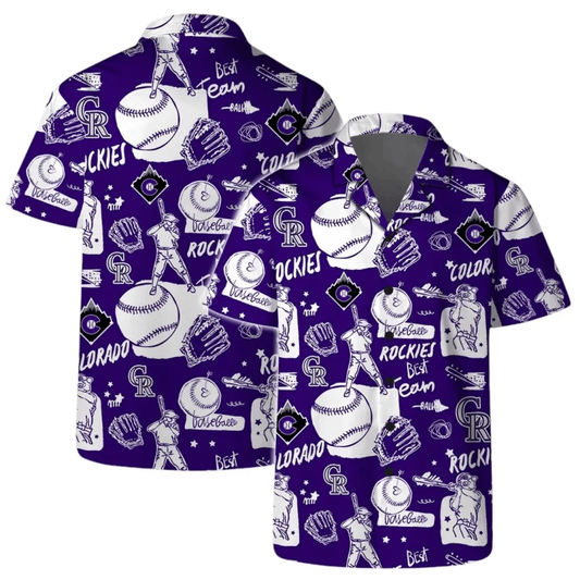 Colorado Rockies Baseball Sketch Hawaiian Shirt - Welcome to 2 Aloha