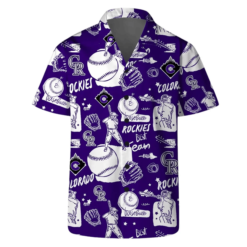 Colorado Rockies Baseball Sketch Hawaiian Shirt - Welcome to 2 Aloha