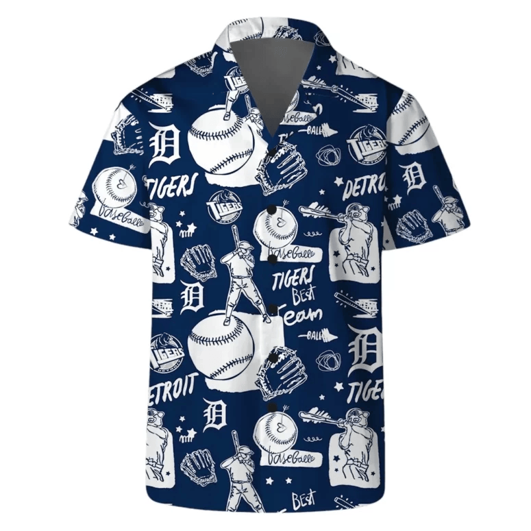 Detroit Tigers Baseball Sketch Hawaiian Shirt - Welcome to 2 Aloha
