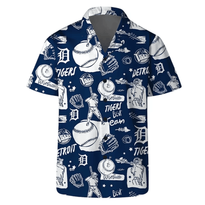 Detroit Tigers Baseball Sketch Hawaiian Shirt - Welcome to 2 Aloha