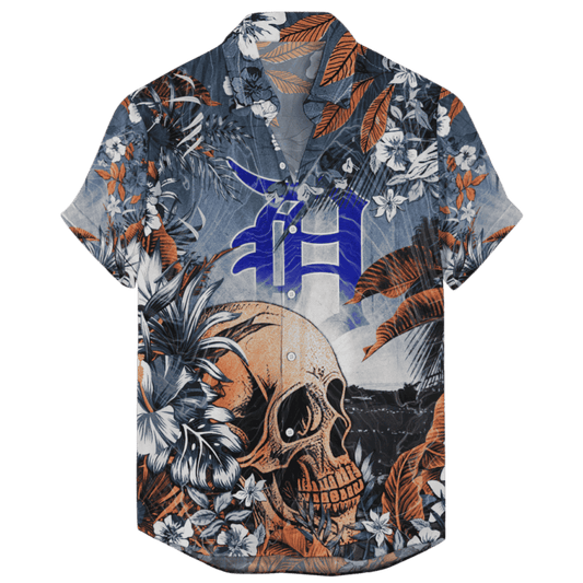 Detroit Tigers Coastal Skull Hawaiian Shirt - Welcome to 2 Aloha