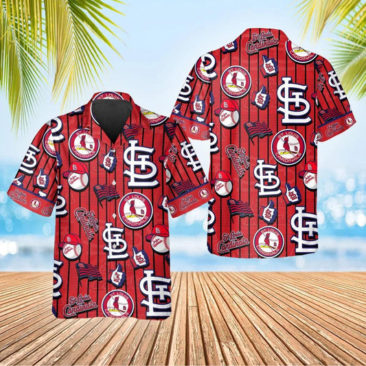 St. Louis Cardinals Dugout Stripes Hawaiian Shirt - Welcome to 2 Aloha