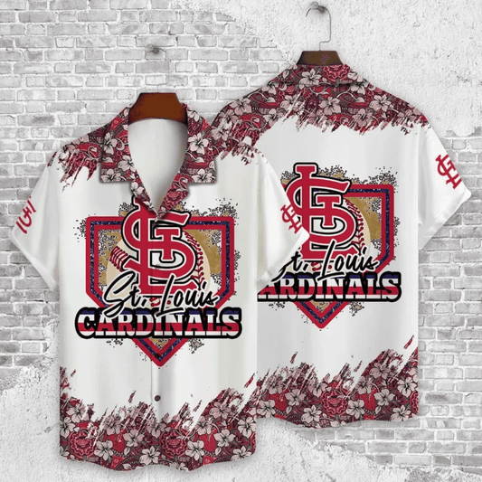 St. Louis Cardinals Floral Diamond Hawaiian Shirt - Welcome to 2 Aloha
