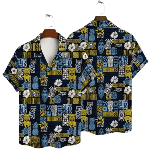 Tampa Bay Rays Tribal Patchwork Hawaiian Shirt - Welcome to 2 Aloha