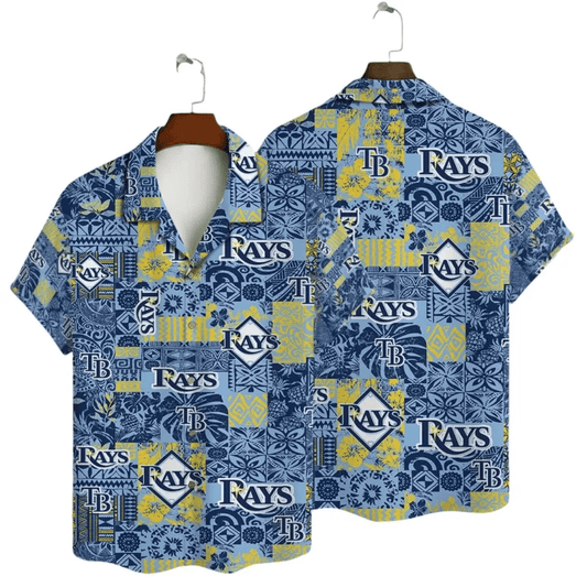 Tampa Bay Rays Blue Patchwork Hawaiian Shirt - Welcome to 2 Aloha