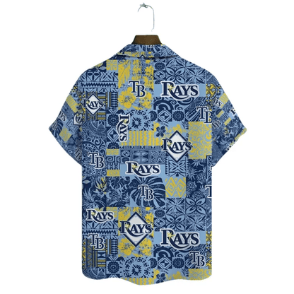 Tampa Bay Rays Blue Patchwork Hawaiian Shirt - Welcome to 2 Aloha