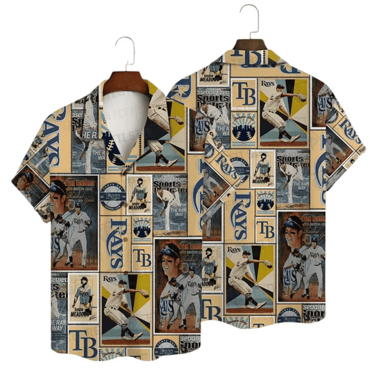 Tampa Bay Rays Vintage Baseball Collage Hawaiian Shirt - Welcome to 2 Aloha