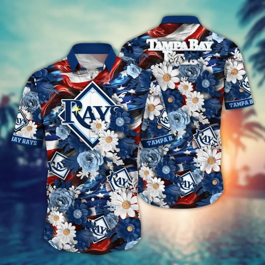 Tampa Bay Rays Patriotic Floral Hawaiian Shirt - Welcome to 2 Aloha