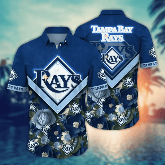 Tampa Bay Rays Floral Emblem Hawaiian Shirt - Welcome to 2 Aloha