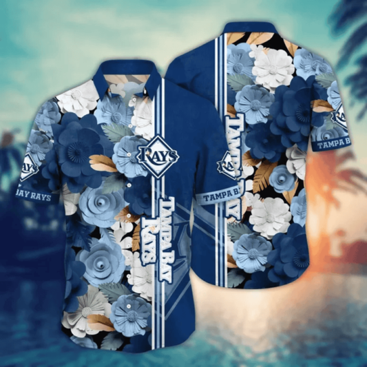 Tampa Bay Rays Floral Stripes Hawaiian Shirt - Welcome to 2 Aloha