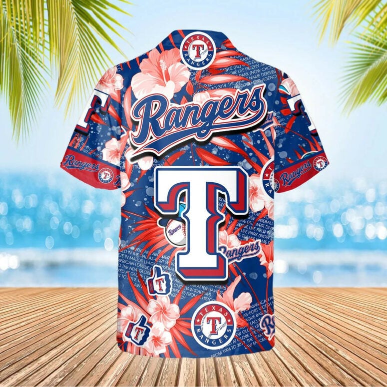 Texas Rangers Floral Splash Hawaiian Shirt - Welcome to 2 Aloha