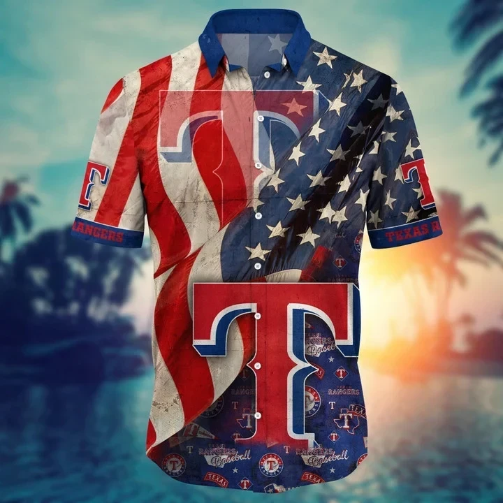 Texas Rangers Stars & Stripes Hawaiian Shirt - Welcome to 2 Aloha