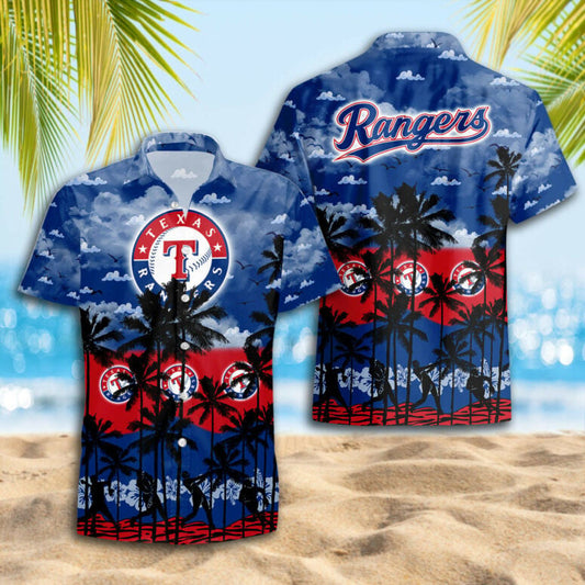 Texas Rangers Sunset Palms Hawaiian Shirt - Welcome to 2 Aloha