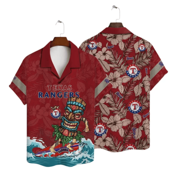 Texas Rangers Surfer Tiki Hawaiian Shirt - Welcome to 2 Aloha