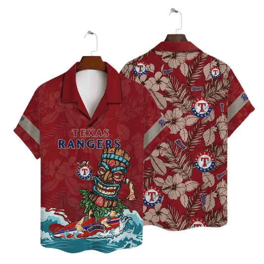 Texas Rangers Surfer Tiki Hawaiian Shirt - Welcome to 2 Aloha