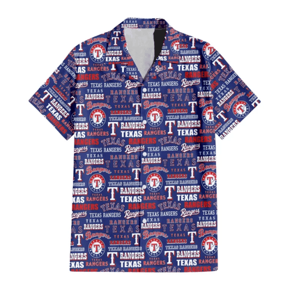 Texas Rangers Logo Frenzy Hawaiian Shirt - Welcome to 2 Aloha