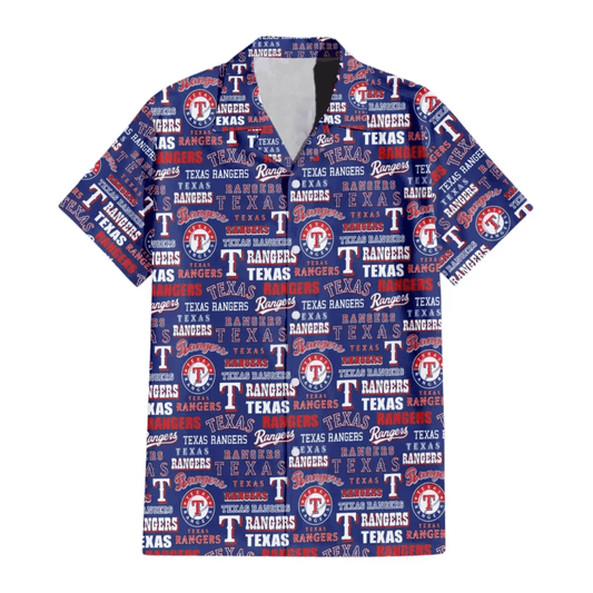 Texas Rangers Logo Frenzy Hawaiian Shirt - Welcome to 2 Aloha
