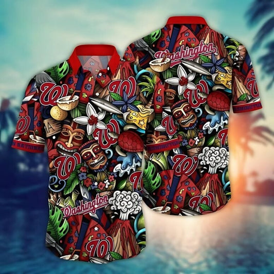 Washington Nationals Tropical Splash Hawaiian Shirt - Welcome to 2 Aloha