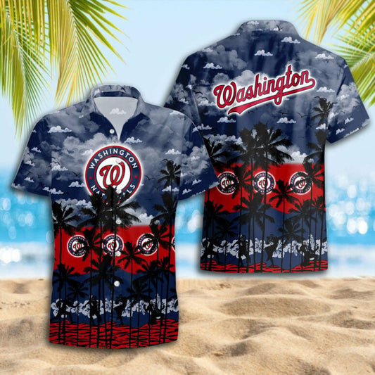 Washington Nationals Sunset Shore Hawaiian Shirt - Welcome to 2 Aloha