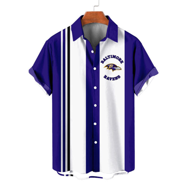 Baltimore Ravens Striped Short Hawaiian Shirt S1 - Welcome to 2 Aloha