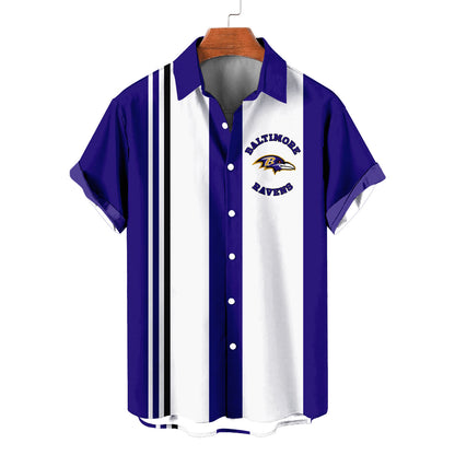 Baltimore Ravens Striped Short Hawaiian Shirt S1 - Welcome to 2 Aloha