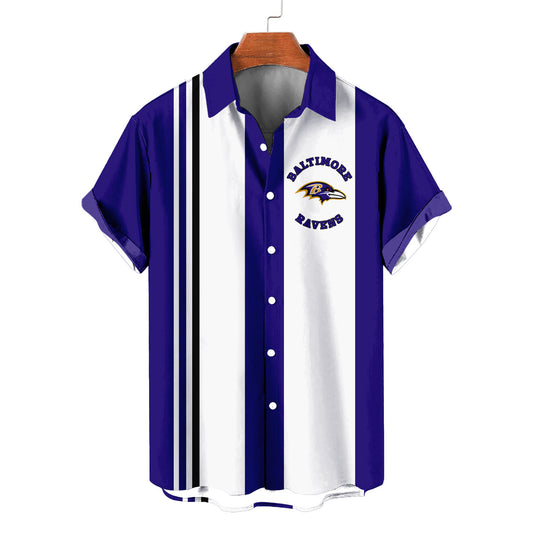Baltimore Ravens Striped Short Hawaiian Shirt S1 - Welcome to 2 Aloha