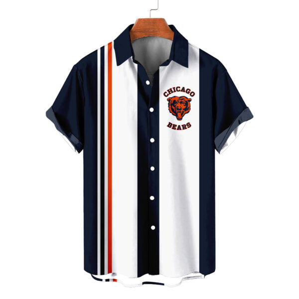 Chicago Bears Striped Short Hawaiian Shirt S1 - Welcome to 2 Aloha